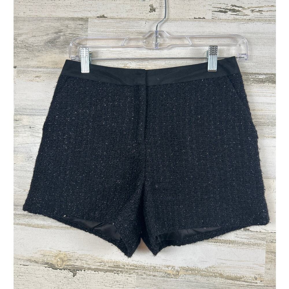 Ted Baker Womens 0 Black Tweed Shimmer Dress Shorts Lined